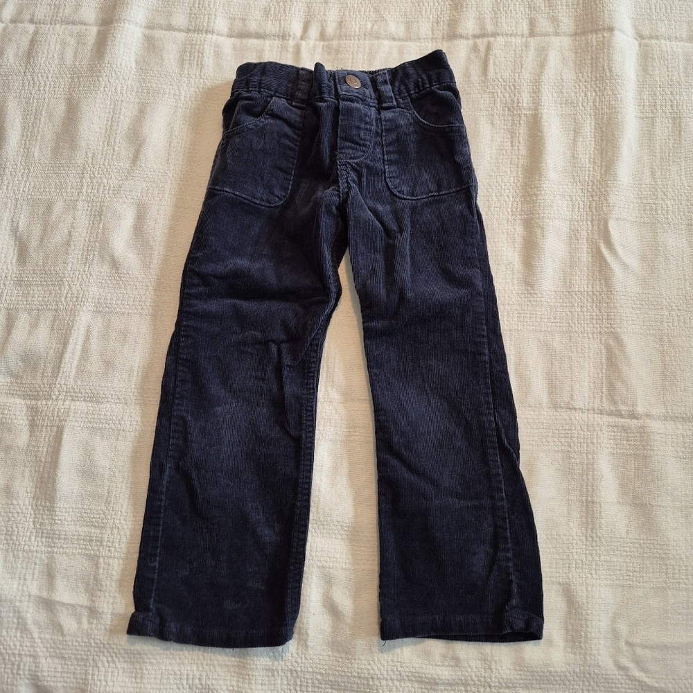 Oshkosh girls size 4 navy corduroy pants, elastic wsist VGUC